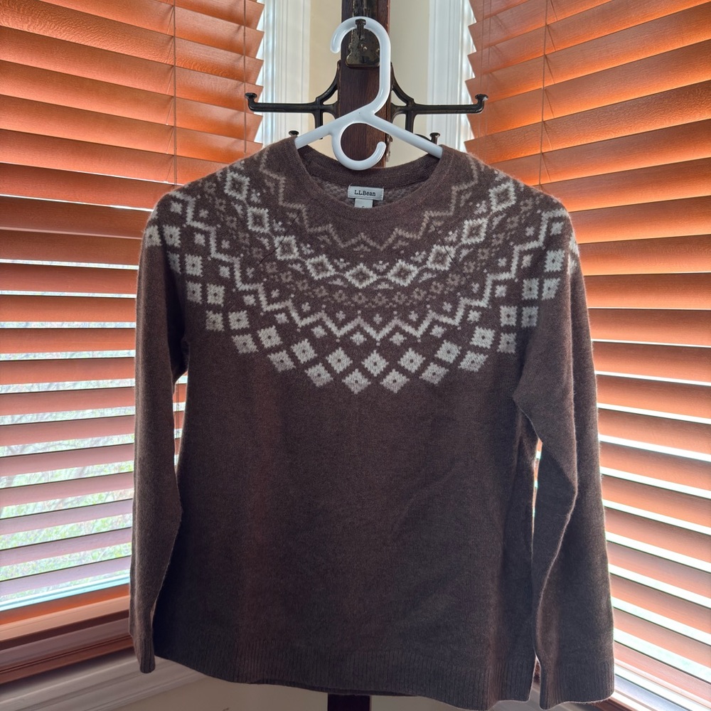 L.L. Bean Brown Crewneck Cashmere Sweater